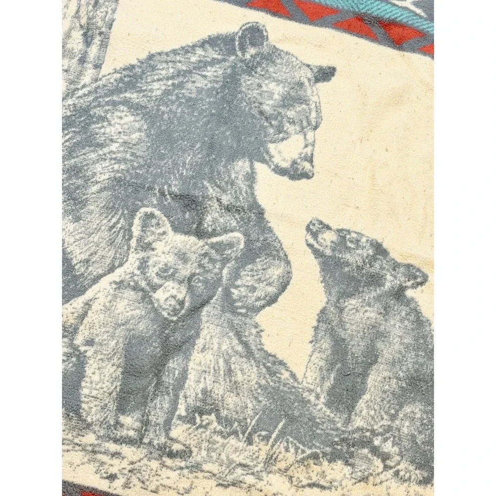 Vintage‎ Biederlack James Hautman Bear Family Throw Blanket 78x54 Southwest